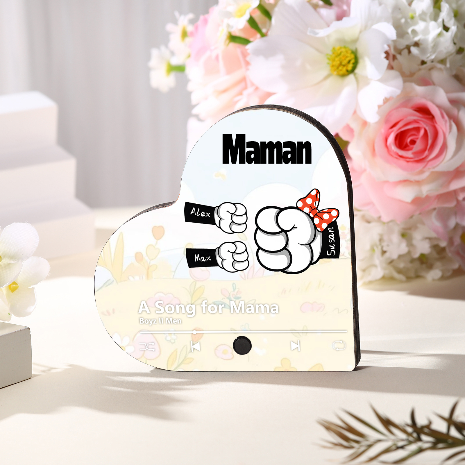 Magnet Musical Personnalisé en Forme de Cœur – Cadeau Unique pour Maman | Jessemade