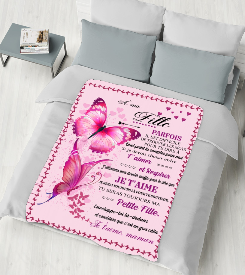 Couverture Personnalisée 'À Ma Fille' | Molleton Doux Avec Message Français | Cadeau Naissance, Anniversaire, Noël De Maman - 11