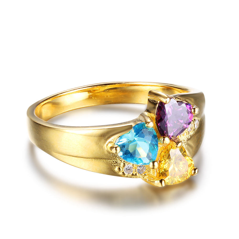 Bague 3 Prénoms avec 3 Pierres de Naissance argent sterling 925