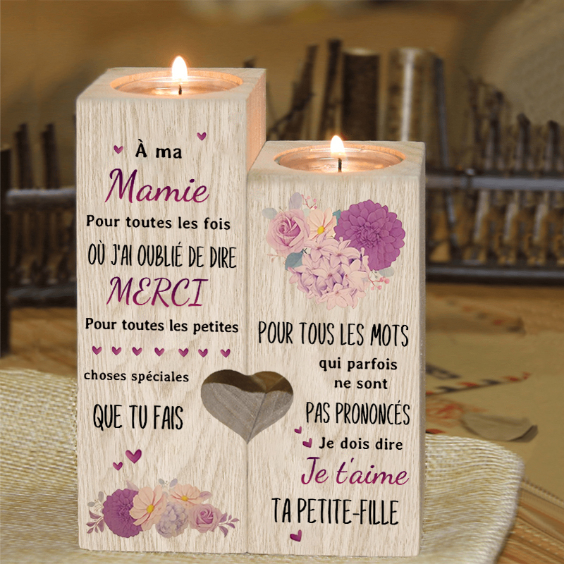 À Ma Mamie - Bougeoir en Bois sans bougie cadeau de Petite-Fille pour Mamie