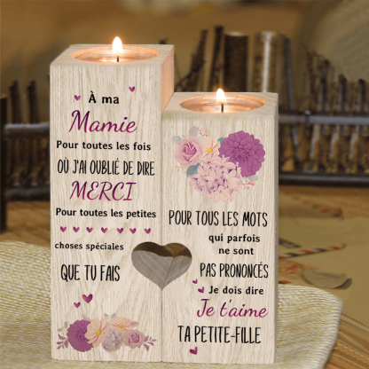 À Ma Mamie - Bougeoir en Bois sans bougie cadeau de Petite-Fille pour Mamie