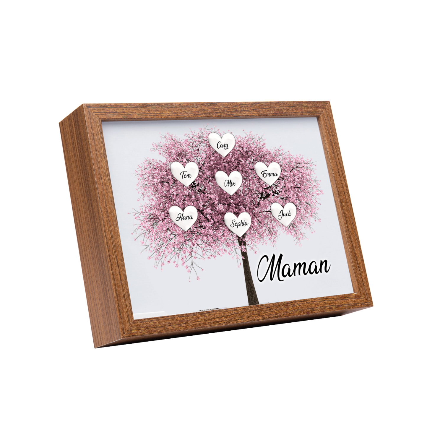 Cadre Photo LED Arbre de Vie 7 Prénoms et 1 Texte Personnalisé Décoration Famille