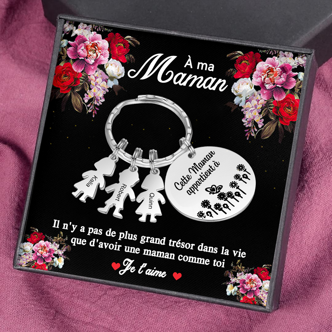À Ma Maman - 1-5 Noms Porte-Clés Personnalisés Avec Breloques Enfants