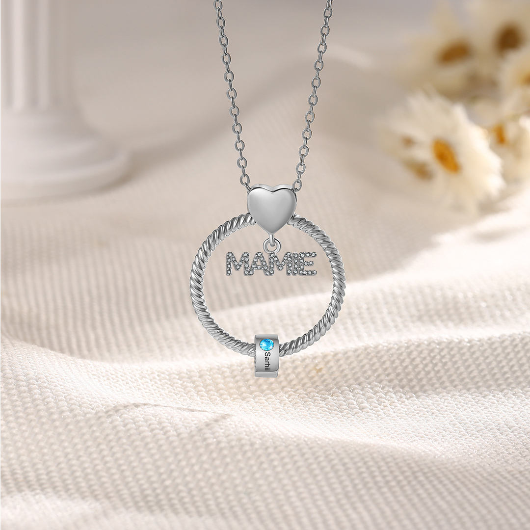À ma Mamie - Collier Personnalisé Pendentif 1 Prénom et Pierre de naissance Or/Argent｜Jessemade