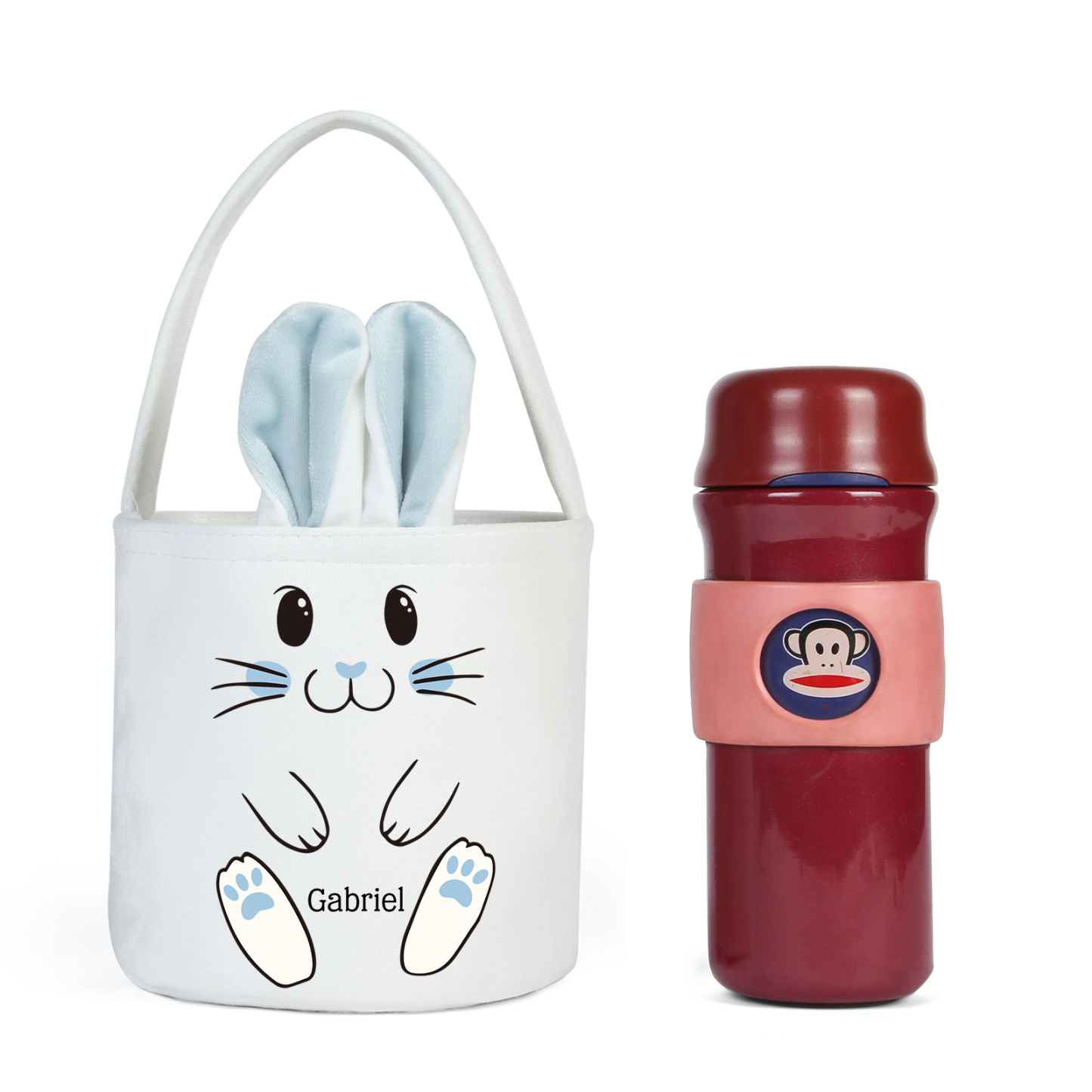 Sac de Pâques Lapin 1 Prénom Personnalisé Tote Bag Enfant