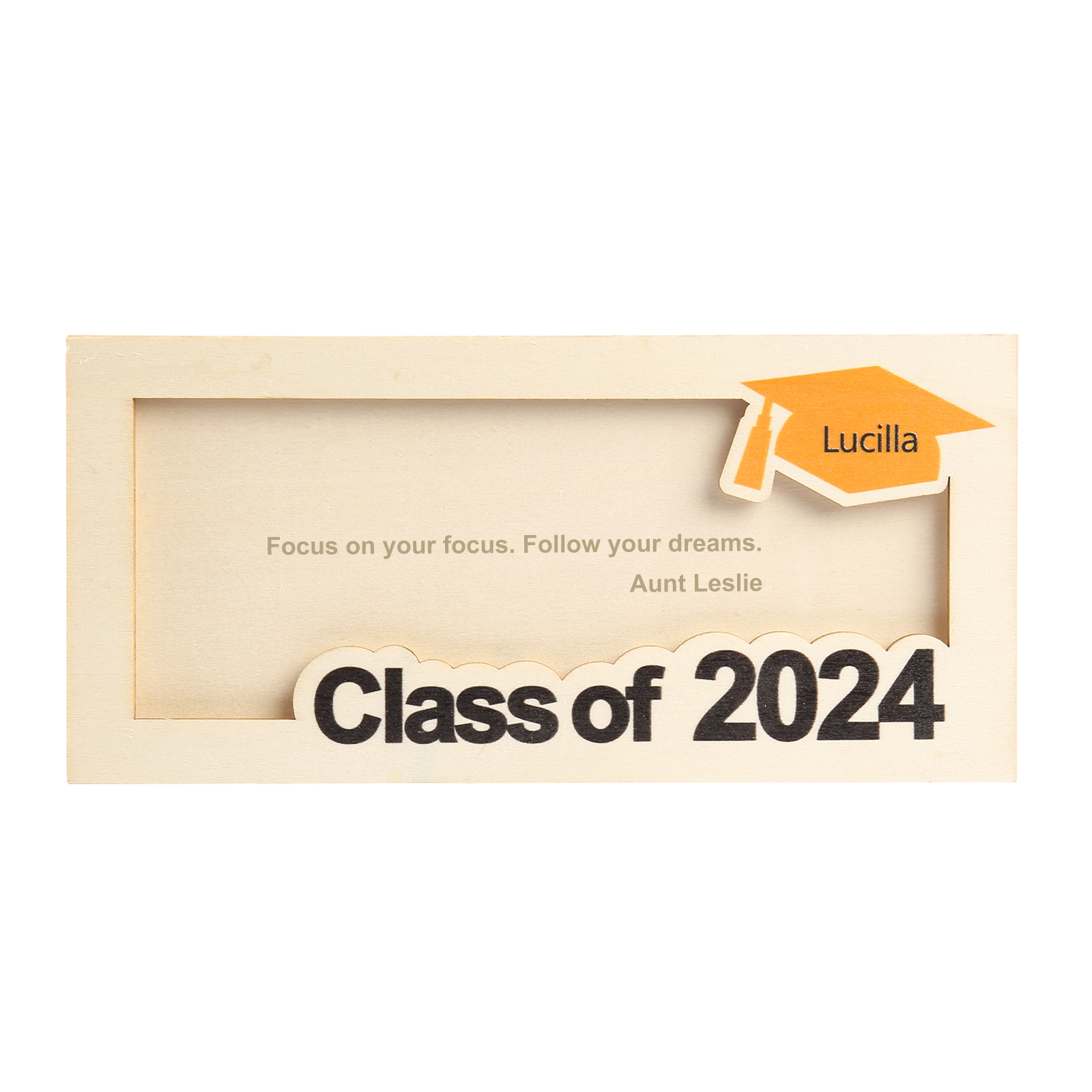 Porte-Cartes Diplômé en bois Prénom et Texte Personnalisés Cadeau de Graduation