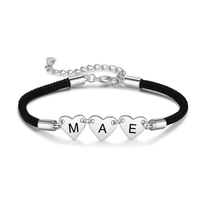 Bracelet Initiale Cœur 1-4 Lettres Personnalisés｜Jessemade