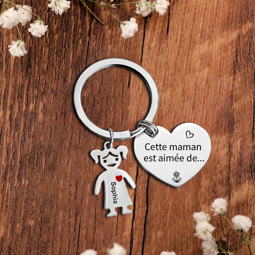 À Ma Maman - Porte-Clés 1 Prénom Personnalisé Avec Breloques Enfants