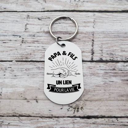 À mon Papa - Porte-Clés Poings 2 Prénoms Personnalisés Porte-Clés Père et Fils