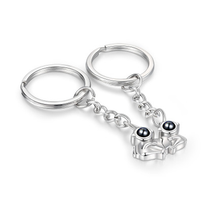 Porte-Clés Projection de Pierres 1 Photo Personnalisée Porte-Clés Astronaute magnétique pour Couple