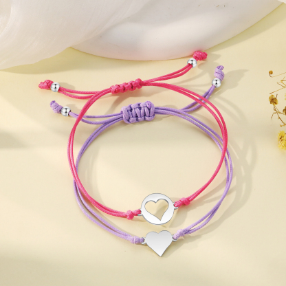 2PCS Ensemble de Bracelets Cœur - Cadeau Rentrée Scolaire Premier jour d’école