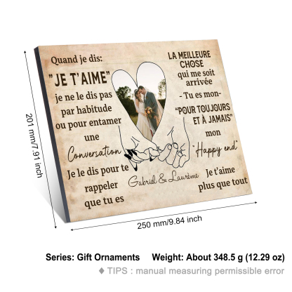 Cadre en Bois 2 Prénoms Personnalisés avec Photo pour Couple Cadeau Saint Valentin