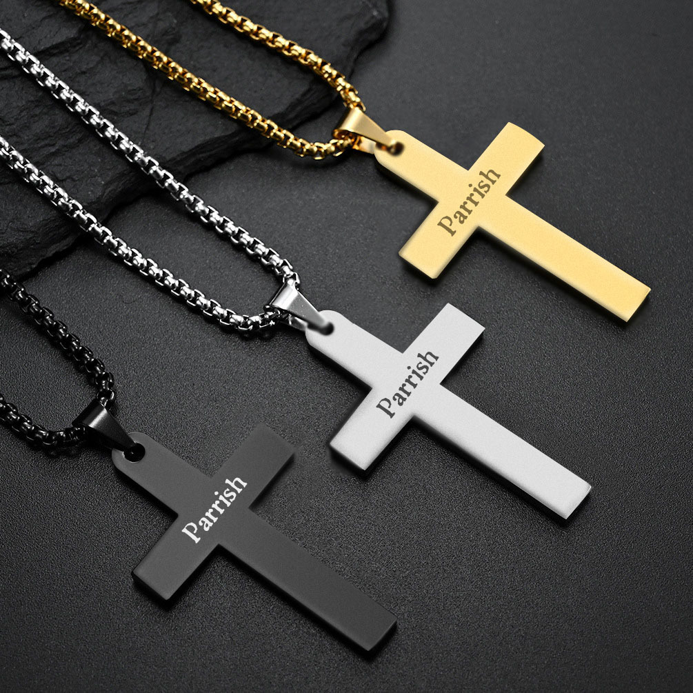 Collier Enfant Croix 1 Prénom Personnalisé Cadeau de Baptême