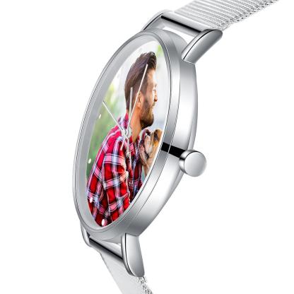 Montre Personnalisée Photo avec Gravure du prénom ou Message Bracelet pour Homme