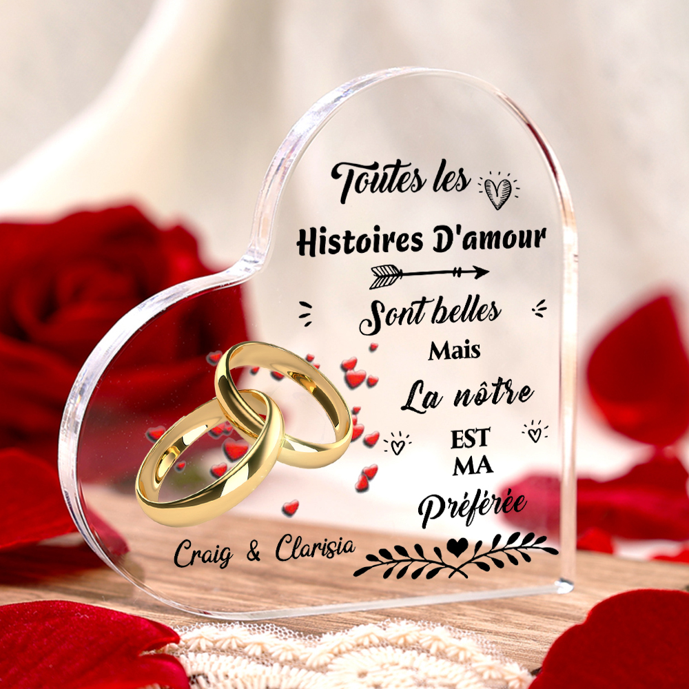 Plaque Acrylique en Forme de Coeur 2 Prénoms-Jessemade FR