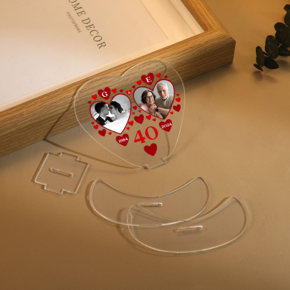 Ornements Panneau Acrylique 2 Lettres et Photos Personnalisées avec Nombre et Année pour Couple