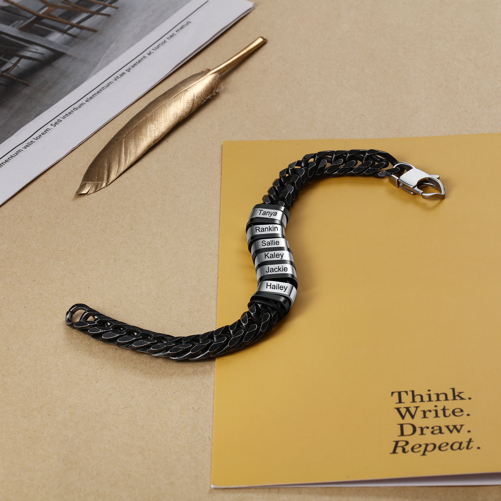 Bracelet Gourmette en acier inoxydable 6 Prénom Personnalisé Bracelet Homme