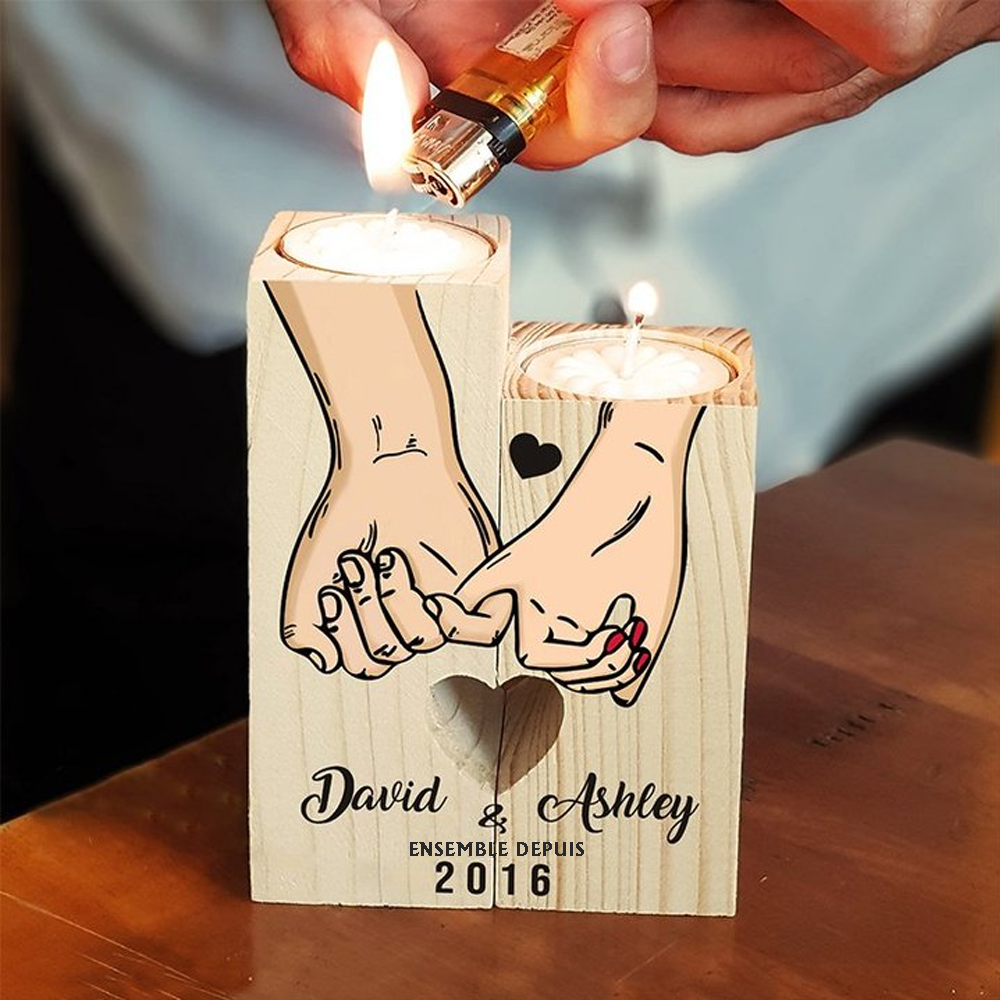 Bougeoirs en Bois promesse pinky sans bougie