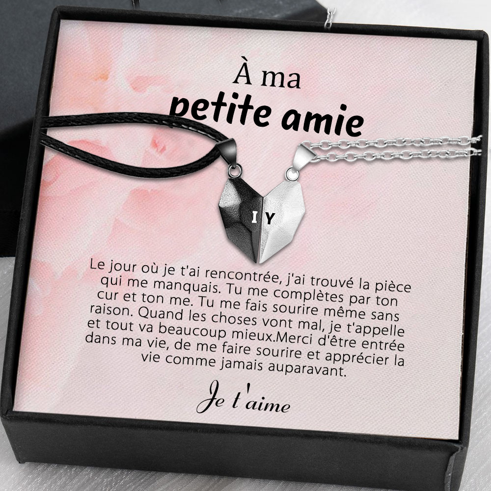 À Ma Petite Amie -Collier breloque Coeur 2 Lettres personnalisés Avec 