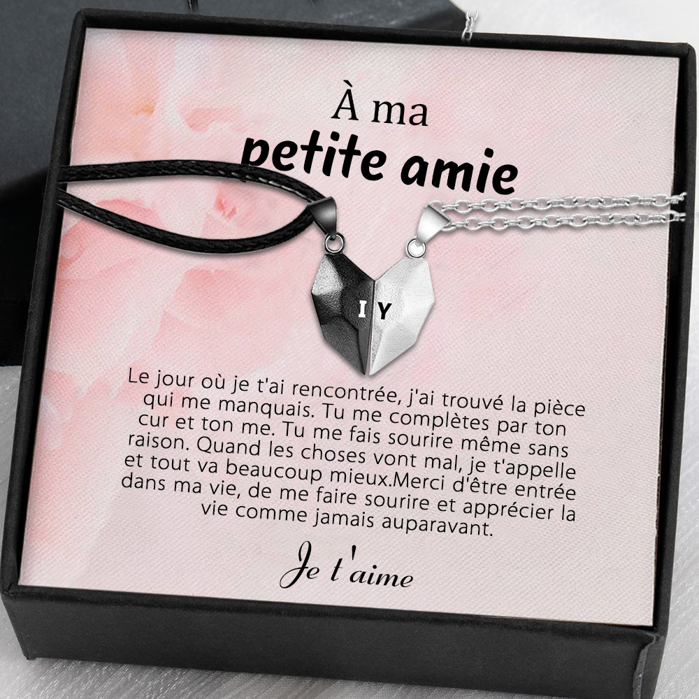À Ma Petite Amie -Collier breloque Coeur 2 Lettres personnalisés Avec 