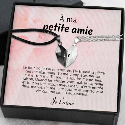 À Ma Petite Amie -Collier breloque Coeur 2 Lettres personnalisés Avec 