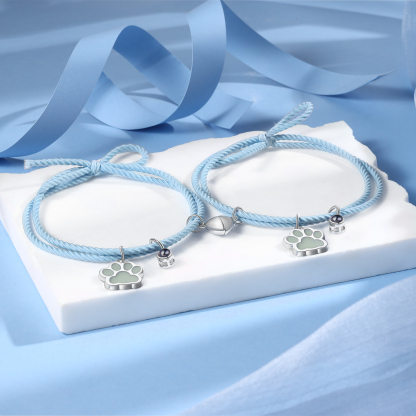 2PCS Bracelets Projection de Pierres Photo Personnalisée pour Couple Bracelet Magnétique Fluorescent