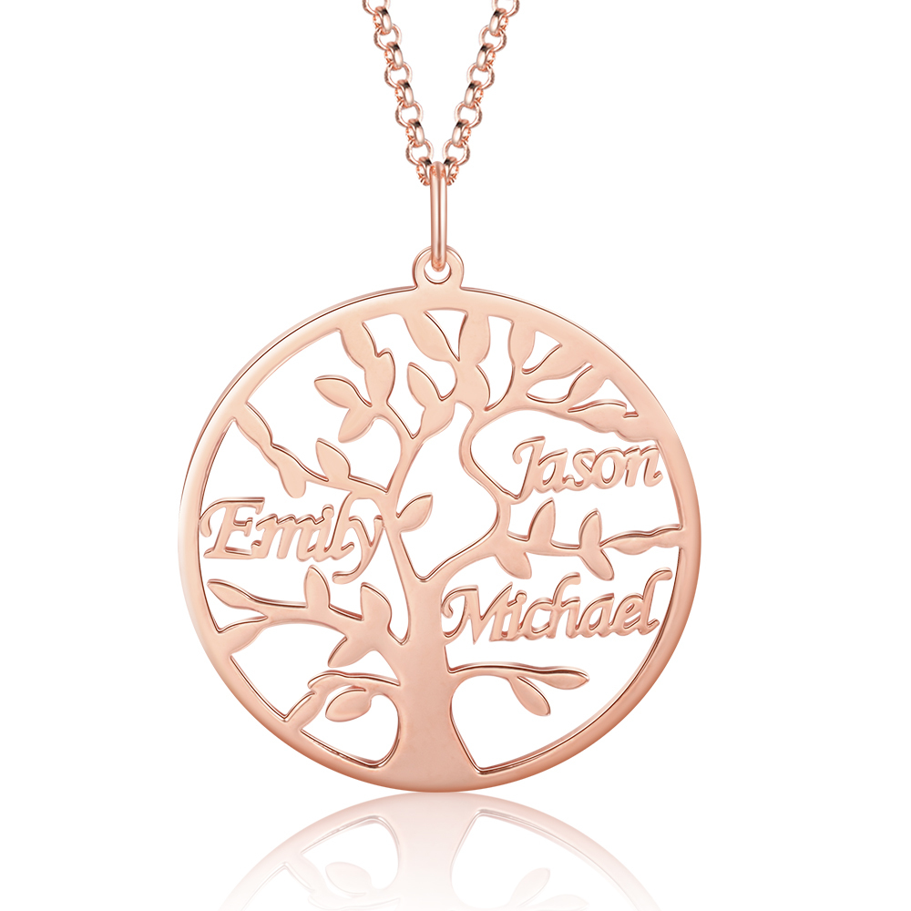 Collier Argent Arbre de vie Arbre généalogique 3 prenoms
