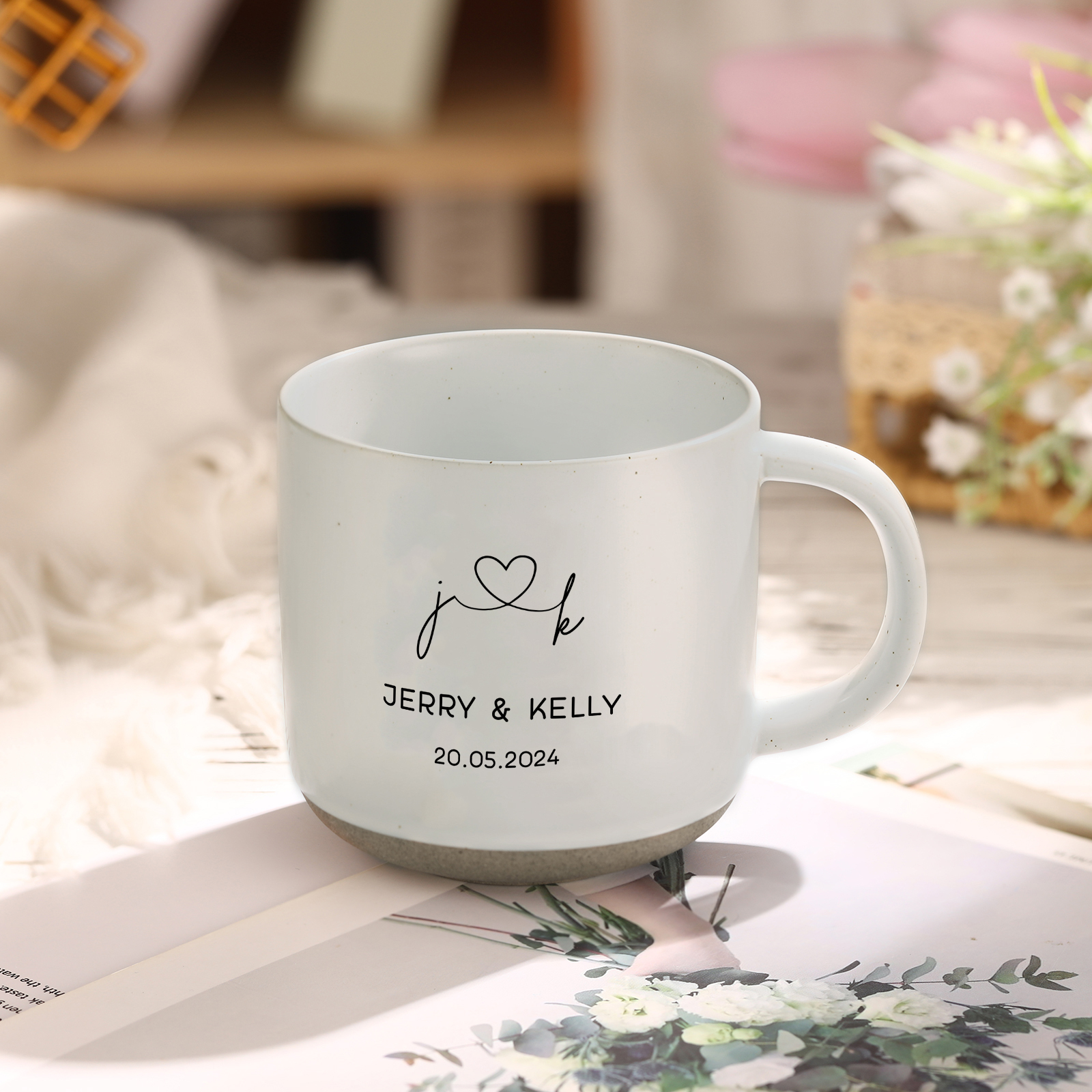 Mug en céramique personnalisé avec Nom - Cadeau d’anniversaire pour les couples | Jessemade
