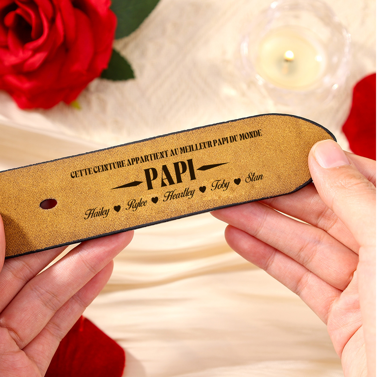 Ceinture en Cuir Personnalisée pour le Meilleur PAPI du monde