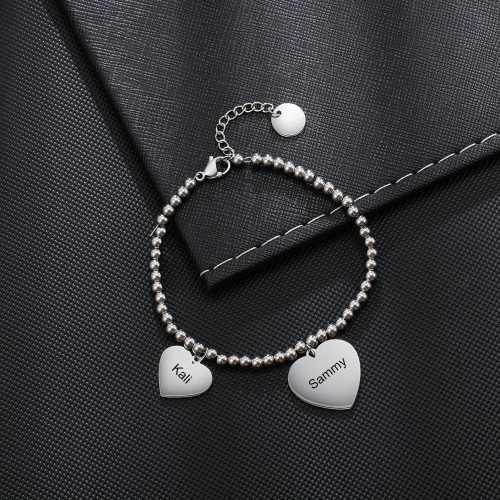À Ma Marraine Bracelet Cheville Prénom Personnalisé 2 Coeurs Pour Femme | Jessemade