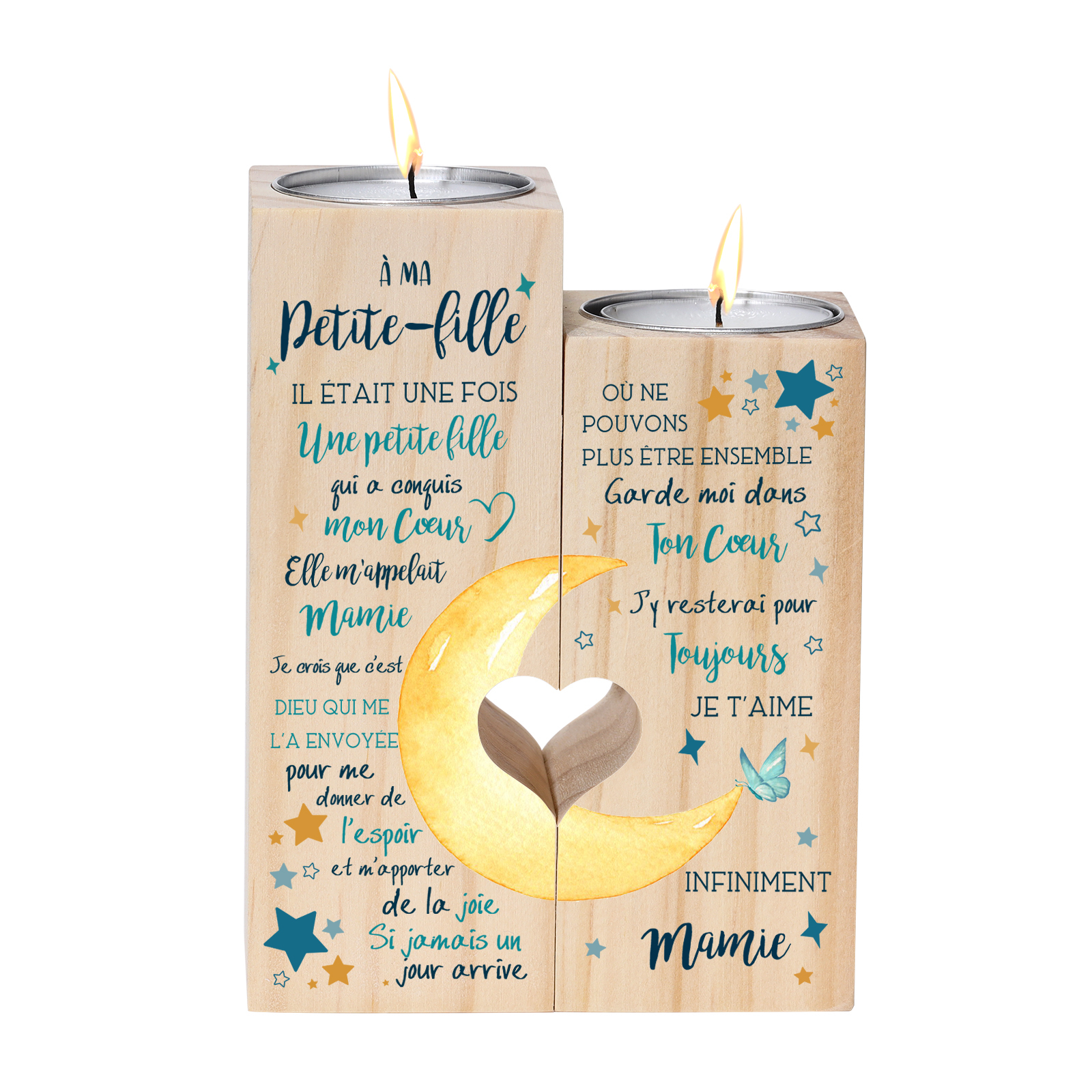 À ma Petite-Fille - Bougeoir en Bois sans bougie Cadeau de Mamie pour Petite-Fille