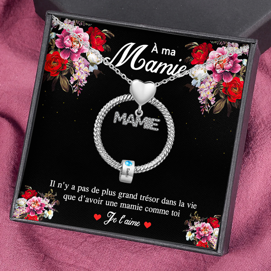 À ma Mamie - Collier Personnalisé 1 Prénom et Pierre de naissance Or/Argent｜Jessemade