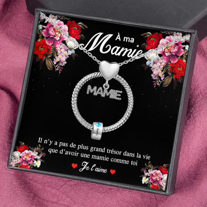 À ma Mamie - Collier Personnalisé 1 Prénom et Pierre de naissance Or/Argent｜Jessemade