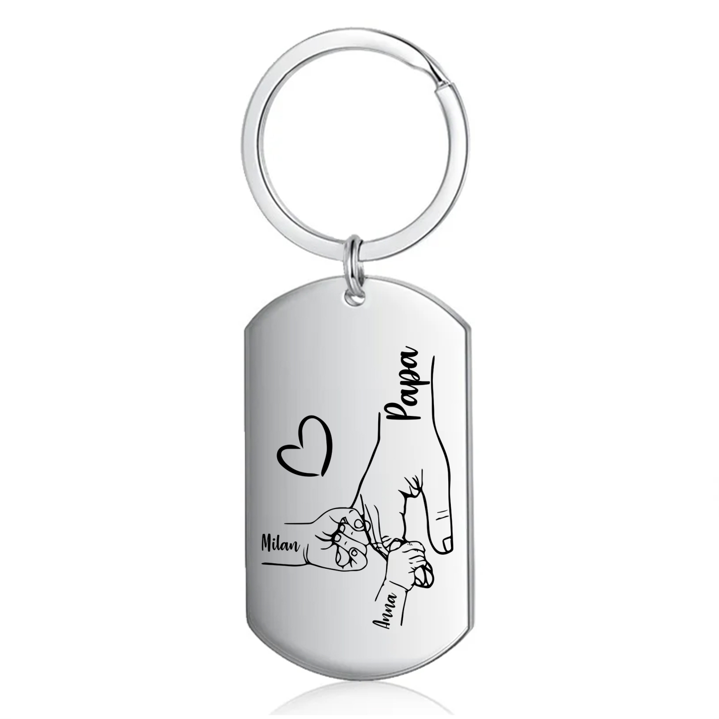 À Mon Papa - Porte-Clés la Main dans la Main 1-4 Noms Personnalisés