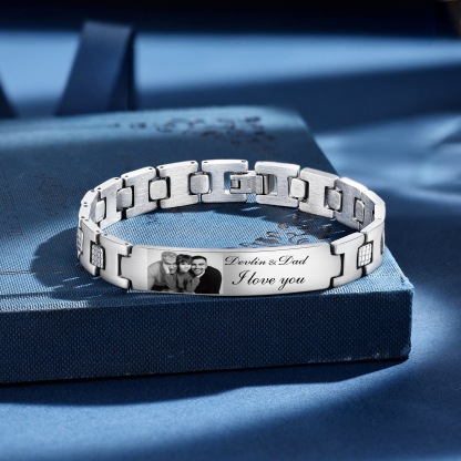 Bracelet Photo Personnalisé avec 2 Prénoms pour Homme｜Jessemade