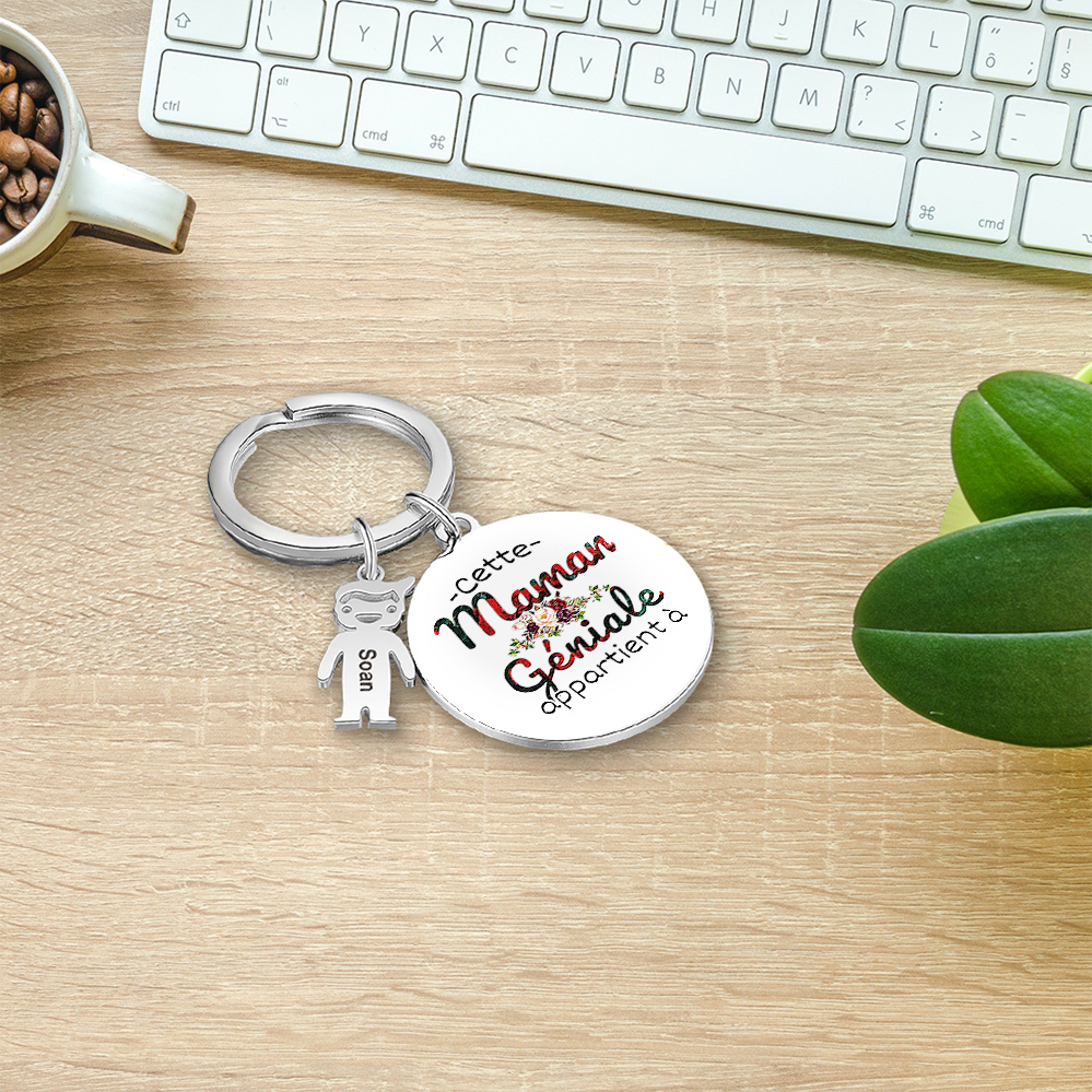 À Ma Maman - 1-5 Noms Porte-Clés Personnalisés Avec Breloques Enfants