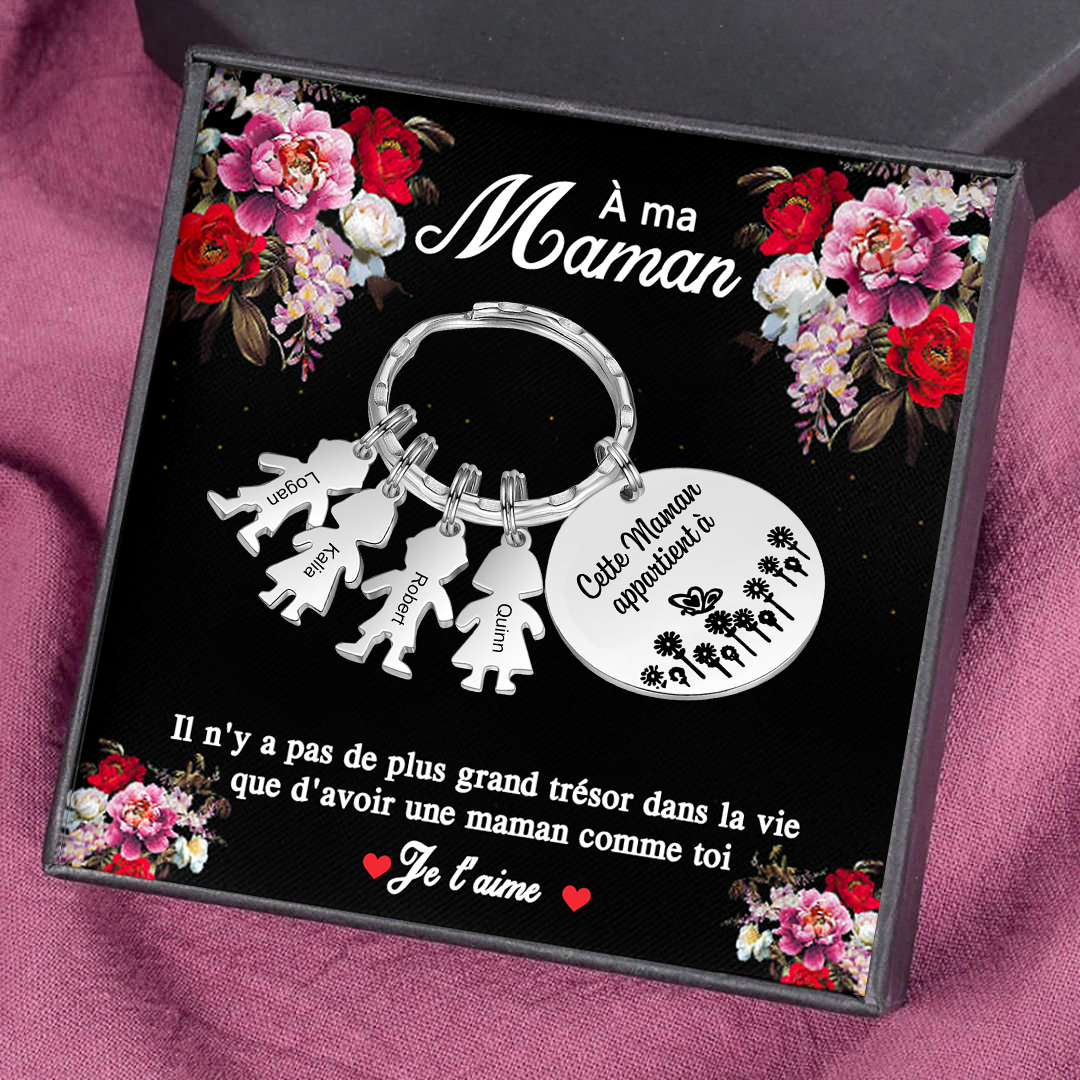 À Ma Maman - 1-5 Noms Porte-Clés Personnalisés Avec Breloques Enfants