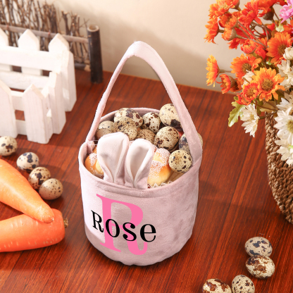 Sac de Pâques Lapin 1 Prénom et Lettre Personnalisés Tote Bag Enfant