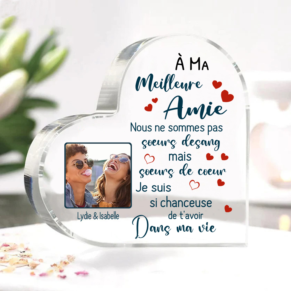 À Ma Meilleure Amie-Plaque Acrylique en Forme de Coeur Texte Personnalisé avec Photo | Jessemade