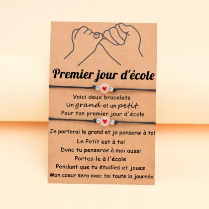 2PCS Ensemble de Bracelets Cœur Bracelet en Commun Cadeau Rentrée Scolaire Premier jour d’école｜Jessemade