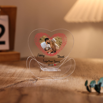 Ornements Panneau Acrylique 2 Prénoms et Photo Personnalisés avec Texte pour Couple