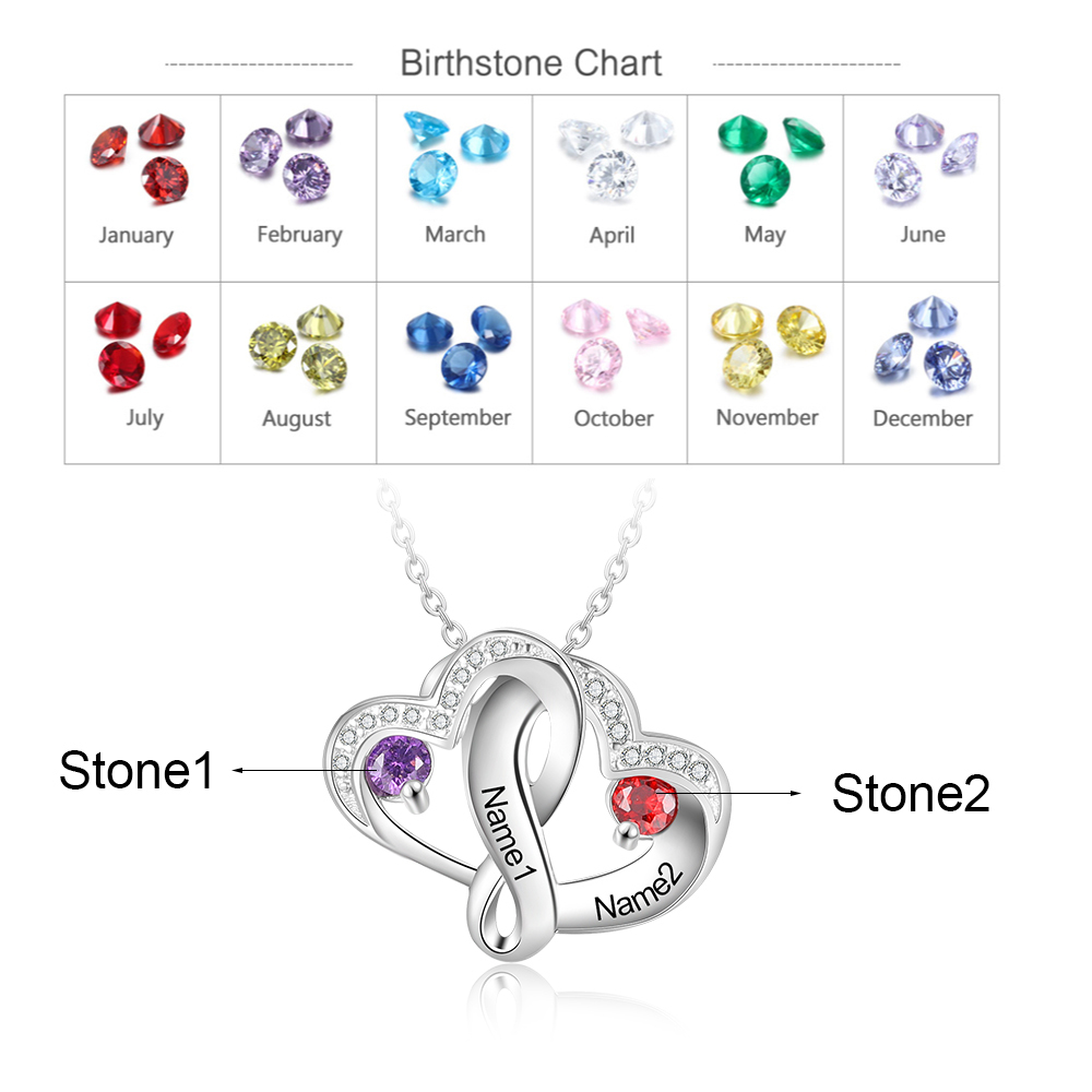 Collier 2 Prénom Personnalisé cœur argent 925