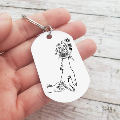 À Ma Maman/Mamie - Porte-Clés la Main dans la Main 2-7 Noms Personnalisés