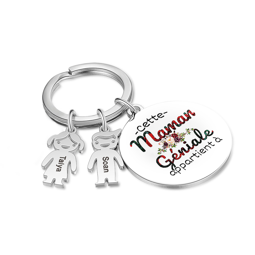 À Ma Maman - 1-5 Noms Porte-Clés Personnalisés Avec Breloques Enfants