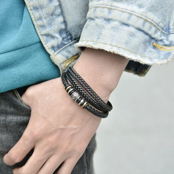 Bracelet Cuir Pour Mon Fils - Cadeau Anniversaire Garçon - Message Inspirant Maman Papa
