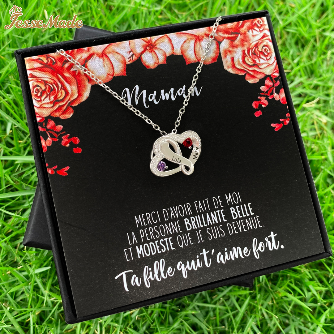 Collier 2 Prénom Personnalisé cœur argent 925