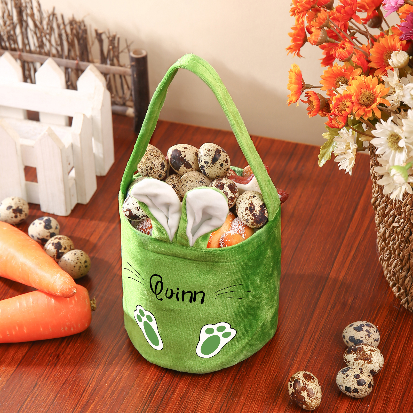 Sac de Pâques Lapin 1 Prénom Personnalisés Tote Bag Enfant