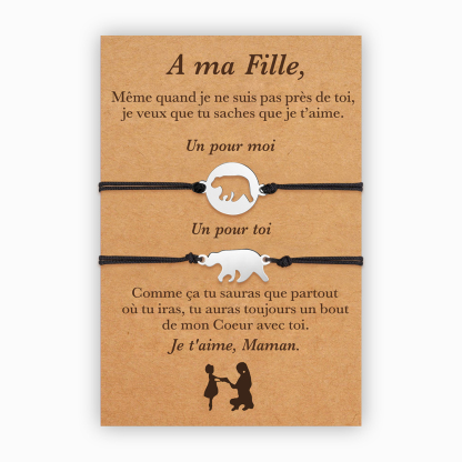 Jessemade FR À ma Fille - 2PCS Ensemble de Bracelets Ours - Cadeau rentrée scolaire pour fille Premier jour d’école