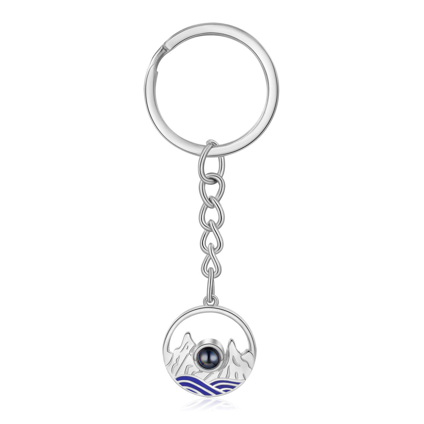 Porte-Clés Projection de Pierres 1 Photo Personnalisée pour Couple