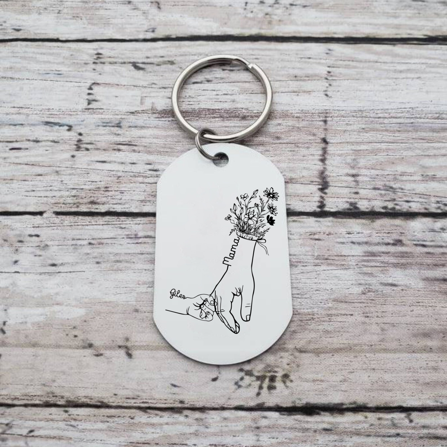 À Ma Maman - Porte-Clés la Main dans la Main 2 Prénoms Personnalisés